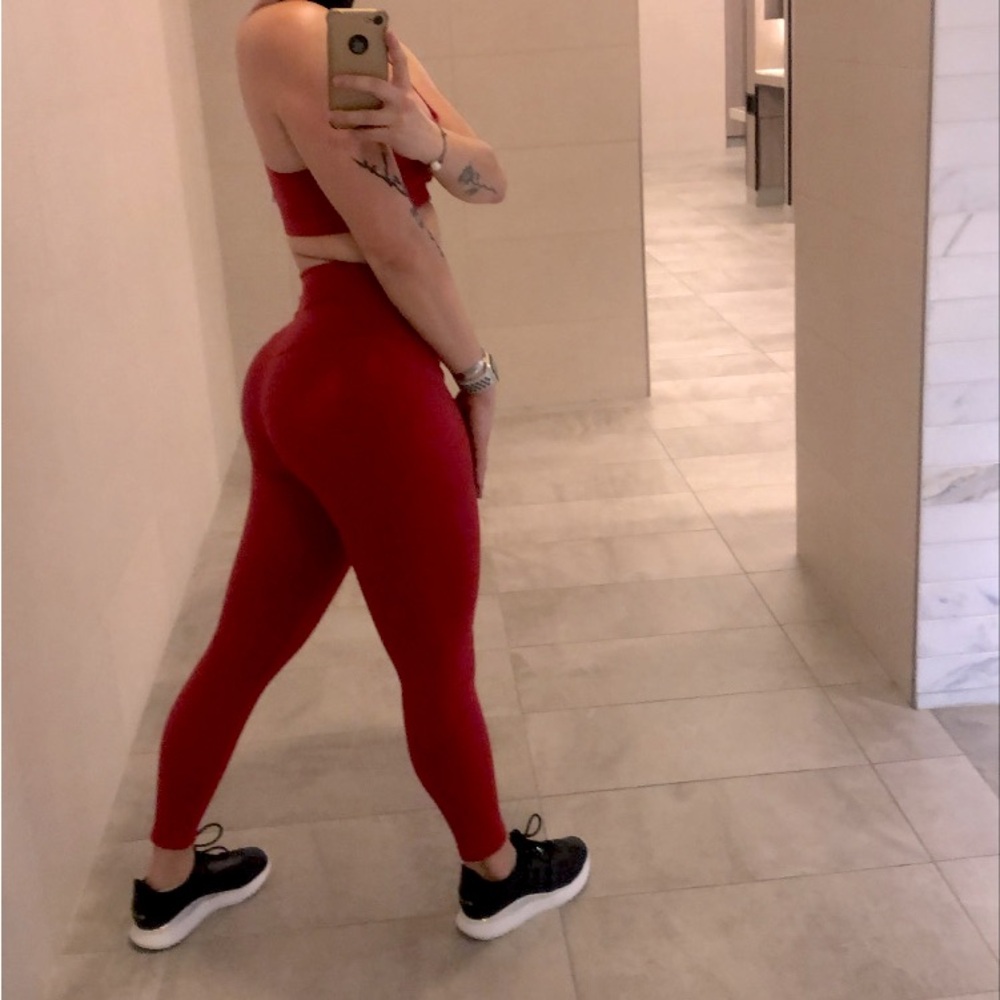 Ryderwear Red workout Sports Bra and leggings set
